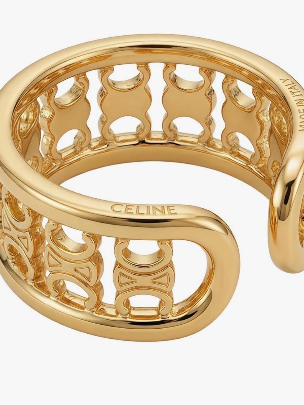 🆕 CELINE Italy Gold Cuff Ring - Picture 7 of 7